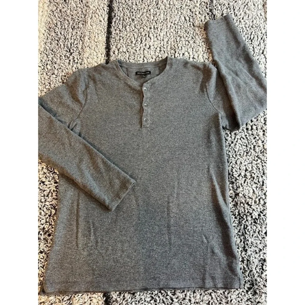 Mens Large Gray Thermal Banana Republic Long Sleeve‎ Shirt Size L